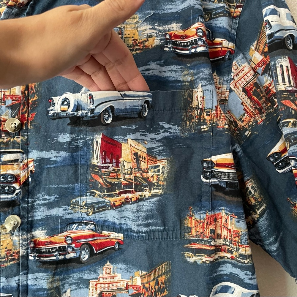 Clear Water 100% Cotton Classic Car Button Up Short Sleeve Large - Picture 3 of 7